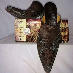 Old Gringo Erin mules. Leather & embroidery Size 9